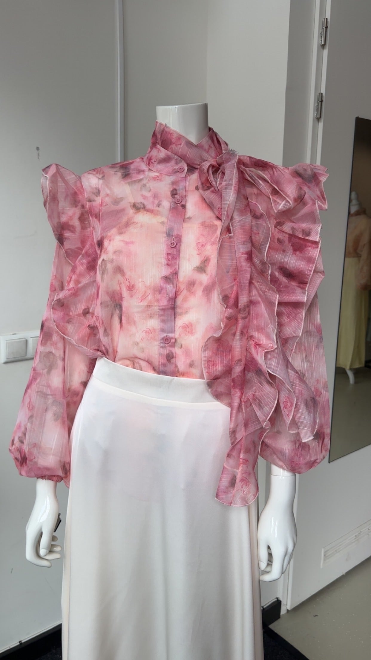 Rosé Bloom Ruffle Blouse