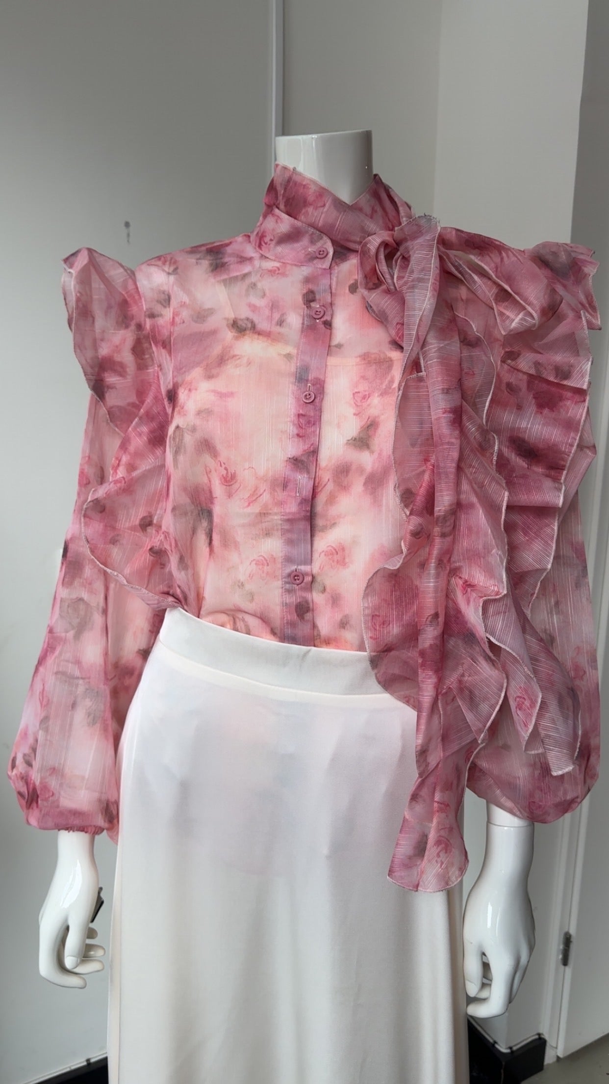 Rosé Bloom Ruffle Blouse