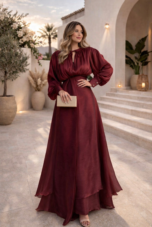 Classy satin jurk Bordeaux