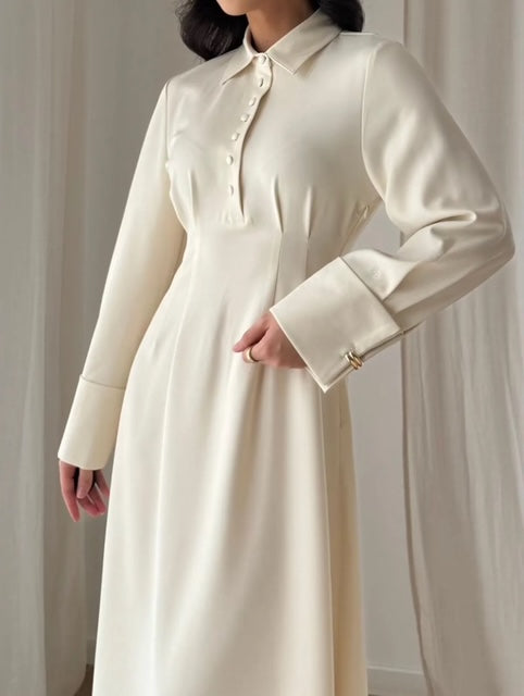 Ivory Dress met gouden knop